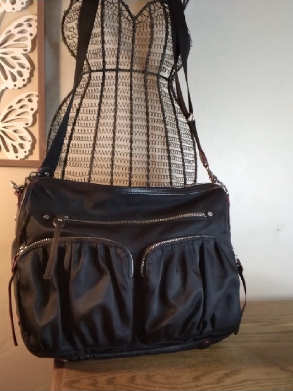 MZ Wallace Black Quilted Nylon Crossbody Shoulder Bag- Great Condition